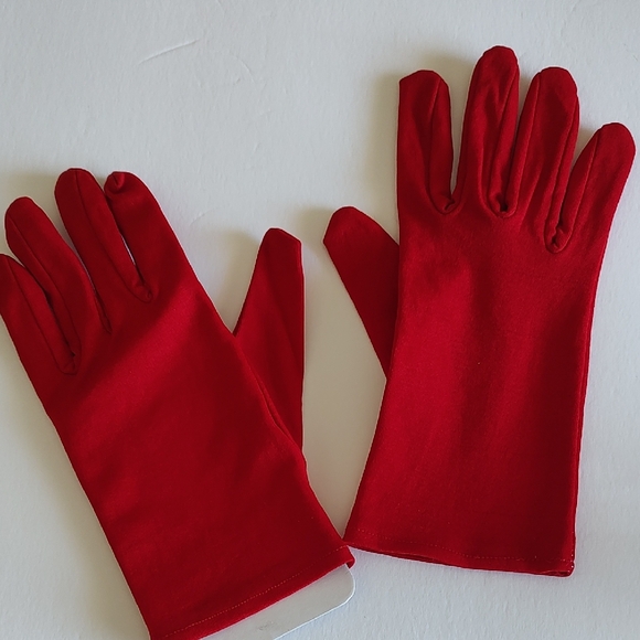 The Unbranded Brand Accessories - New Red Short Bridgerton Gloves Stretchy Sz Medium - Large
